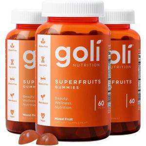 Goli Nutritional Supplement, SuperFruits Beauty Gummy Vitamin – 60 Count – Collagen-Promoting Ingredients – Mixed Fruit, Vegan, Plant-Based, Non-GMO, Gluten-Free & Gelatin Free(180 Count (Pack of 1))