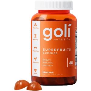 Goli Nutritional Supplement, SuperFruits Beauty Gummy Vitamin – 60 Count – Collagen-Promoting Ingredients – Mixed Fruit, Vegan, Plant-Based, Non-GMO, Gluten-Free & Gelatin Free(60 Count (Pack of 1))