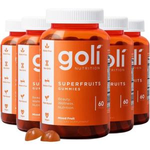Goli Nutritional Supplement, SuperFruits Beauty Gummy Vitamin – 60 Count – Collagen-Promoting Ingredients – Mixed Fruit, Vegan, Plant-Based, Non-GMO, Gluten-Free & Gelatin Free(60 Count (Pack of 5))