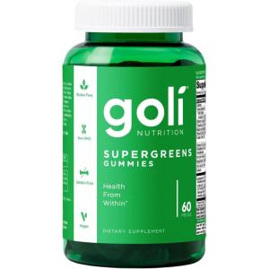 Goli Supergreens Gummies with Probiotics – Artichoke Leaf Extract, Spirulina, Kale, Vitamins A, B6, B12 – Vegan, Gluten-Free, Non-GMO(mixed berry)