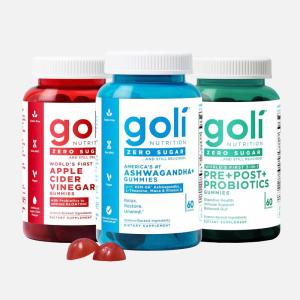 Goli Zero Sugar Trio – World’s First 3-in-1 Pre, Post, Probiotic, Apple Cider Vinegar with Vitamin B12 and Probiotics, Ashwagandha & L-Theanine, Vitamin D Gummies(60 Count (Pack of 3))