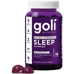 Goli Nutritional Supplement, Extra Strength Sleep Gummy 10mg Melatonin – 1 Pack 50 Count – Gluten-Free, Vegan, Non-GMO, and Gelatin-Free(10mg Extra Sleep)