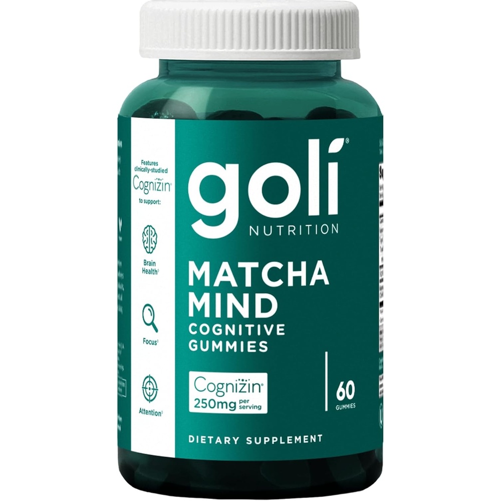 image:imageGoli Matcha Mind Cognitive Gummies with Cognizin Citicoline  250mg Citicoline Plus Matcha Powder  Brain Health and Focus Support  Vegan NonGMO GlutenFree60 Count