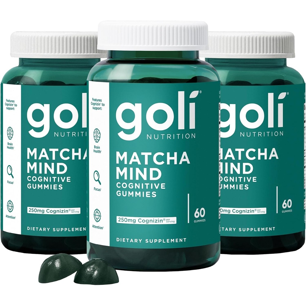image:imageGoli Matcha Mind Cognitive Gummies with Cognizin Citicoline  250mg Citicoline Plus Matcha Powder  Brain Health and Focus Support  Vegan NonGMO GlutenFree180 Count