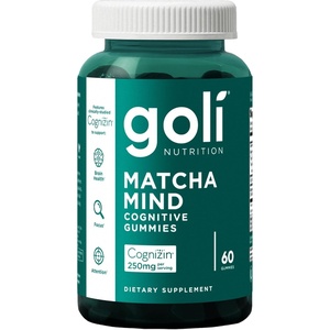 Goli Matcha Mind Cognitive Gummies with Cognizin Citicoline – 250mg Citicoline Plus Matcha Powder – Brain Health and Focus Support – Vegan, Non-GMO, Gluten-Free(60 Count)