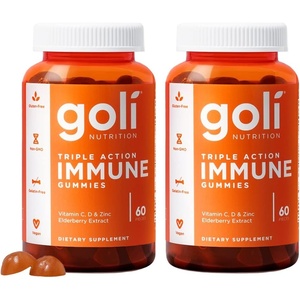 Goli Triple Action Immune Gummies with Vitamin C, D, Zinc – Elderberry Extract, Echinacea, Turmeric, Ginger – Vegan, Non-GMO, Gluten-Free – 120 Count (Pack of 2)(2)